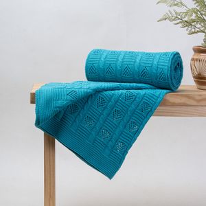 Cozy Cotton Knit Throw Blanket - Soft Lightweight Decorative Blanket for Home and Travel